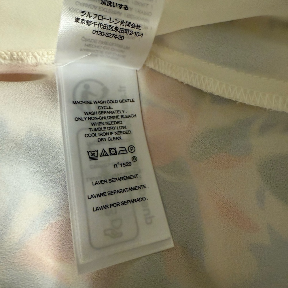 NWT LAUREN RALPH LAUREN CRINKLED GEORGETTE DRESS FLORAL BLUE RED WHITE SIZE 4 - Picture 6 of 8